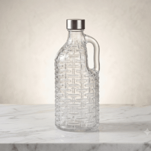Crystal Glass Water Jug with Handle - White