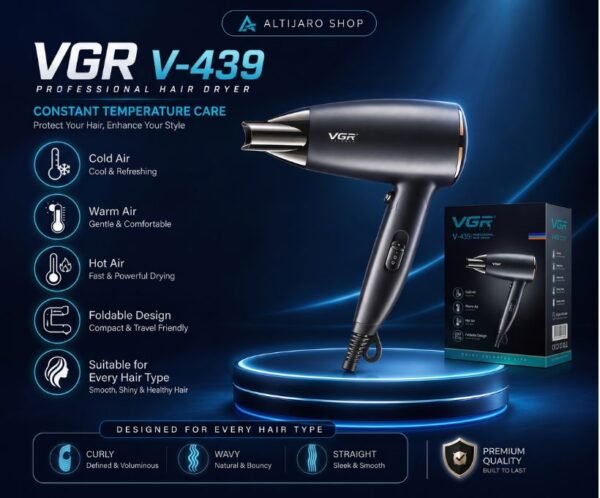 VGR V-439 1200-1600W Hair Dryer with Concentrator Nozzle VGR V-439 Foldable Hair Dryer