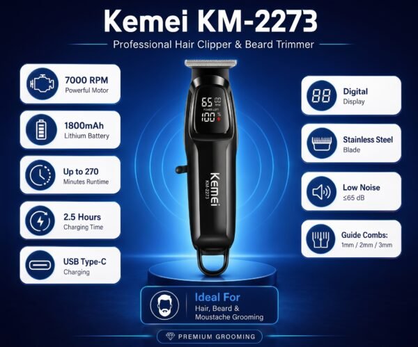 Kemei KM-2273 Hair Clipper & Beard Trimmer